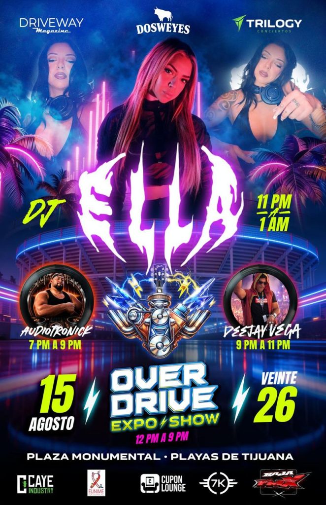 🚗 OVER DRIVE Expo Show llega a Playas de Tijuana el sábado 15 de agosto de 2026. Disfruta autos exóticos, low riders, muscle cars, off-road, motos, choppers, motocross freestyle, DJs y gastronomía.